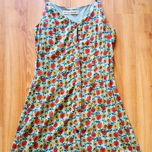 NWOT sunflower print button down mini dress